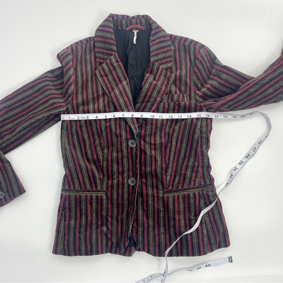 NWT Free People B-Line Striped Velvet Blazer Red Burgundy Academia Jacket Combo - Picture 5 of 14